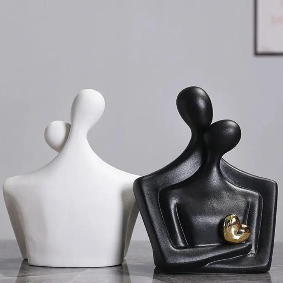 Lovers Hug Figurines Ceramic Love Sign Abstract Art Statue Couple Sculptures Scandinavian Style Decoration Accessories Bedroom