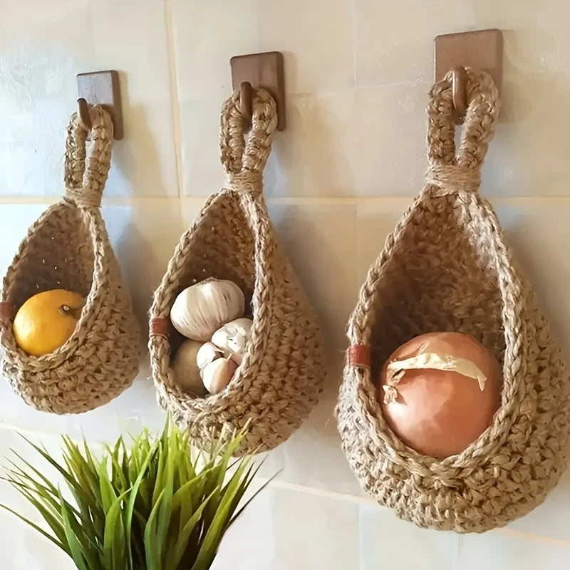 Pack of 3 Bohemian Lace Wall Hanging Baskets