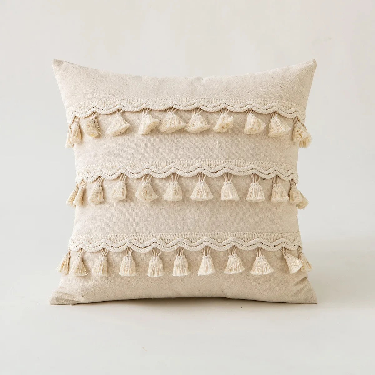 Nordic Style Cushion Cover with Lace Ball Tassel Decorative Throw Pillow