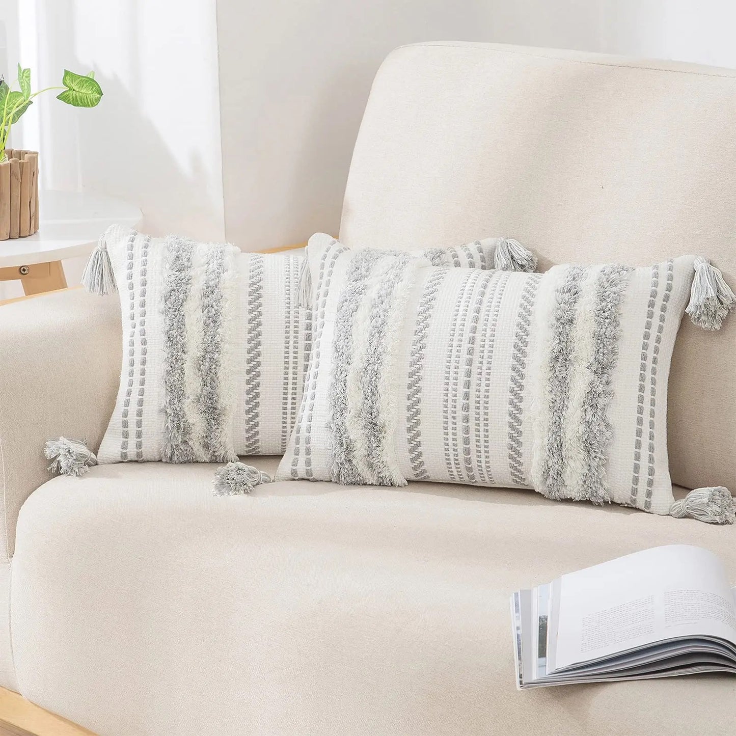 A Grey pillowcase cover made of Bohemian cotton sail fabric