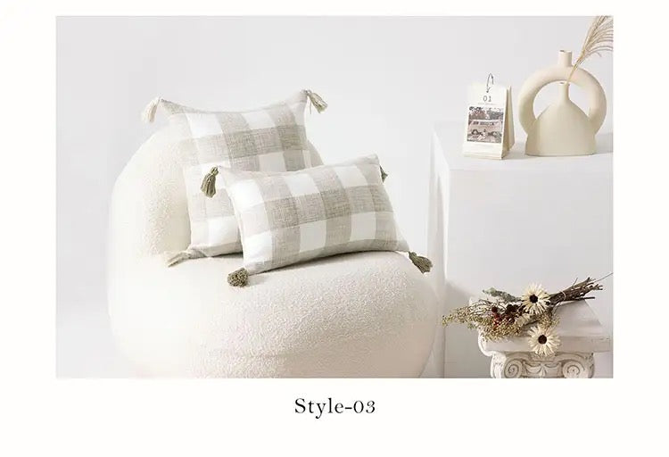 2 Piece Grey Tassels Cushion Cover 45X45 30X50 Cream White Pillowcase For Bed Chair Sofa Decorative Pillow