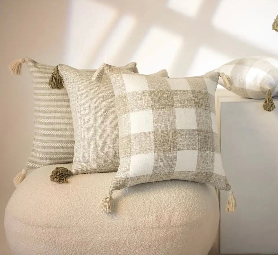 2 Piece Grey Tassels Cushion Cover 45X45 30X50 Cream White Pillowcase For Bed Chair Sofa Decorative Pillow