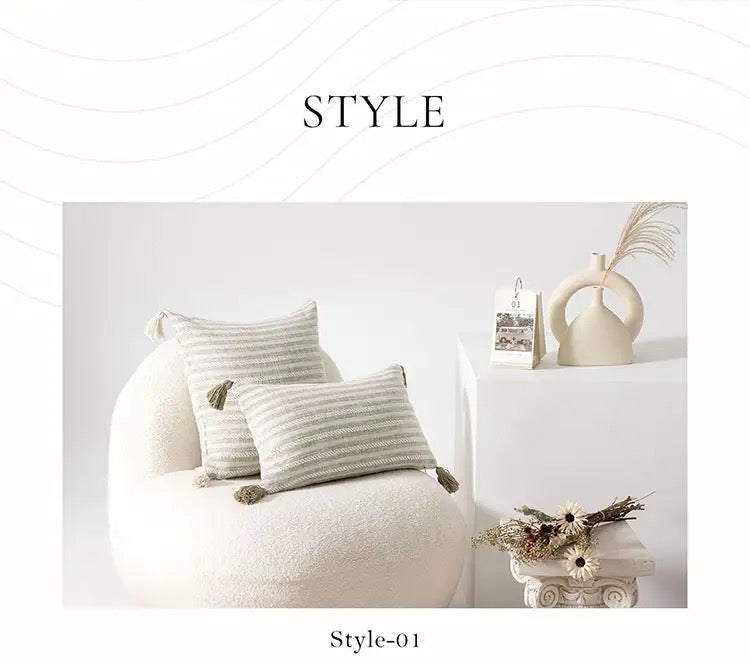 2 Piece Grey Tassels Cushion Cover 45X45 30X50 Cream White Pillowcase For Bed Chair Sofa Decorative Pillow