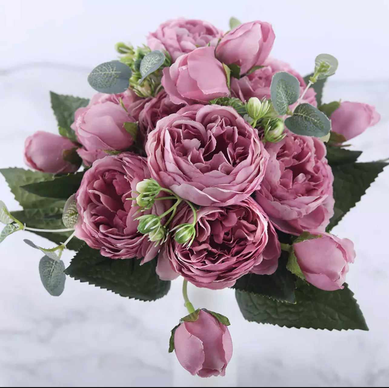 30cm Rose Pink Silk Peony Artificial Flowers Bouquet