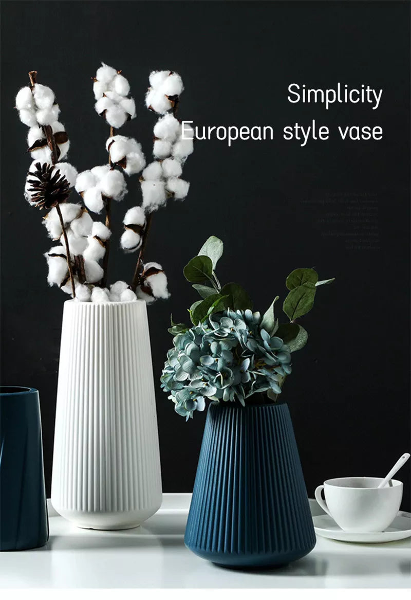 Morandi Plastic Vase Living Room Decoration Ornaments Modern Origami Plastic Vases for Flower Arrangements Home Decoratio
