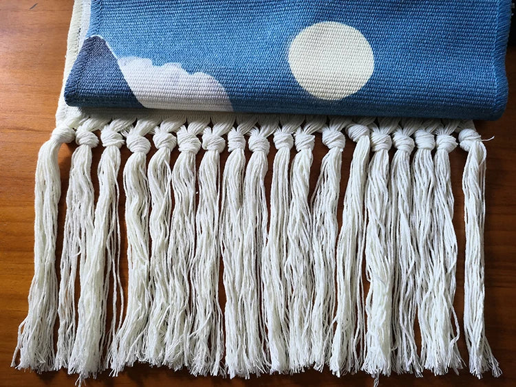 Spectec Home Exclusive Scenery Hanging Tapestry with Handmade Tassels Dorm Hotel Wall Fabric Blanket Cover Decoration Home Stay Aesthetic Decor
