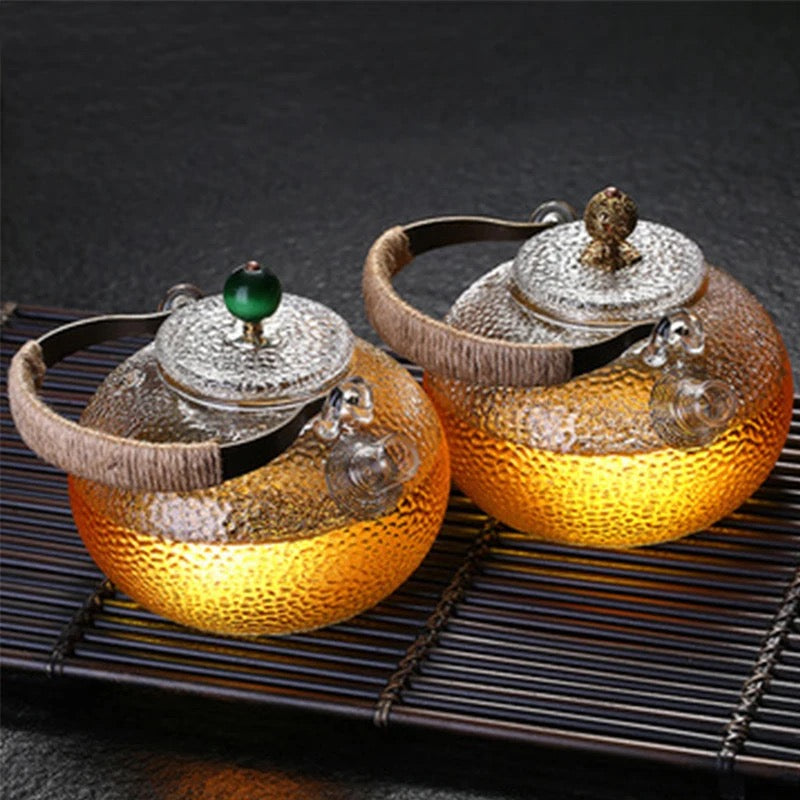 Handmade Hammered Texture Glass Teapot