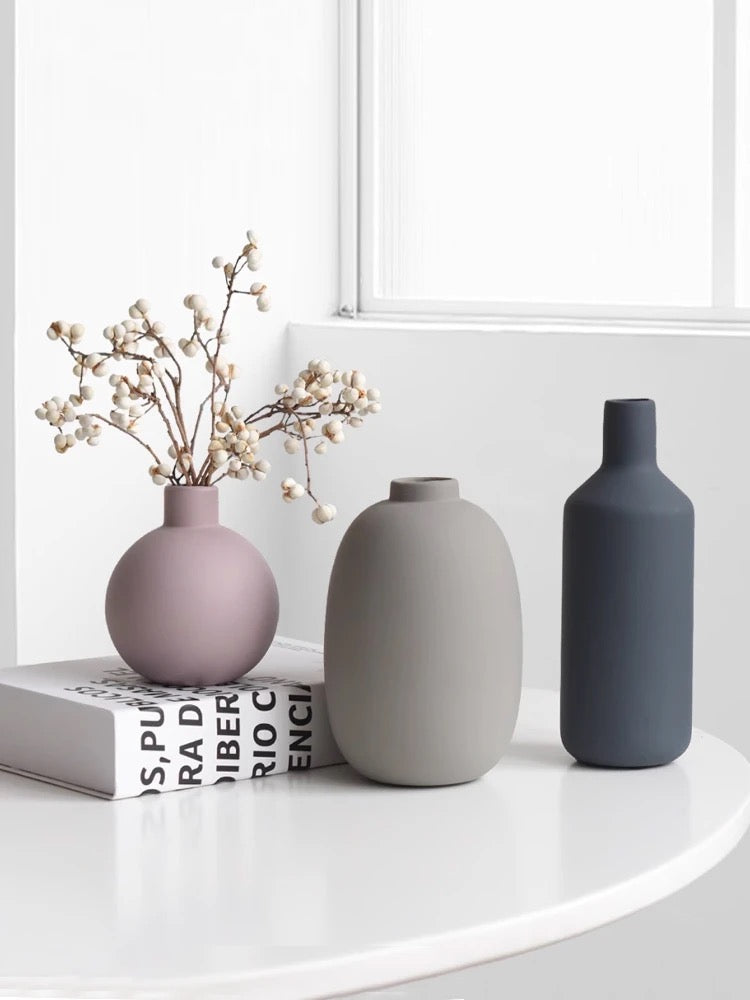 Dark Grey Living Room Decoration Vases for Home Decor