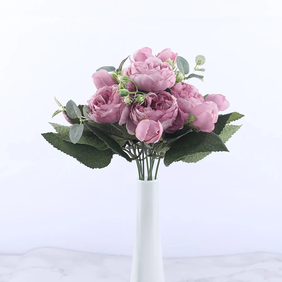 30cm Rose Pink Silk Peony Artificial Flowers Bouquet