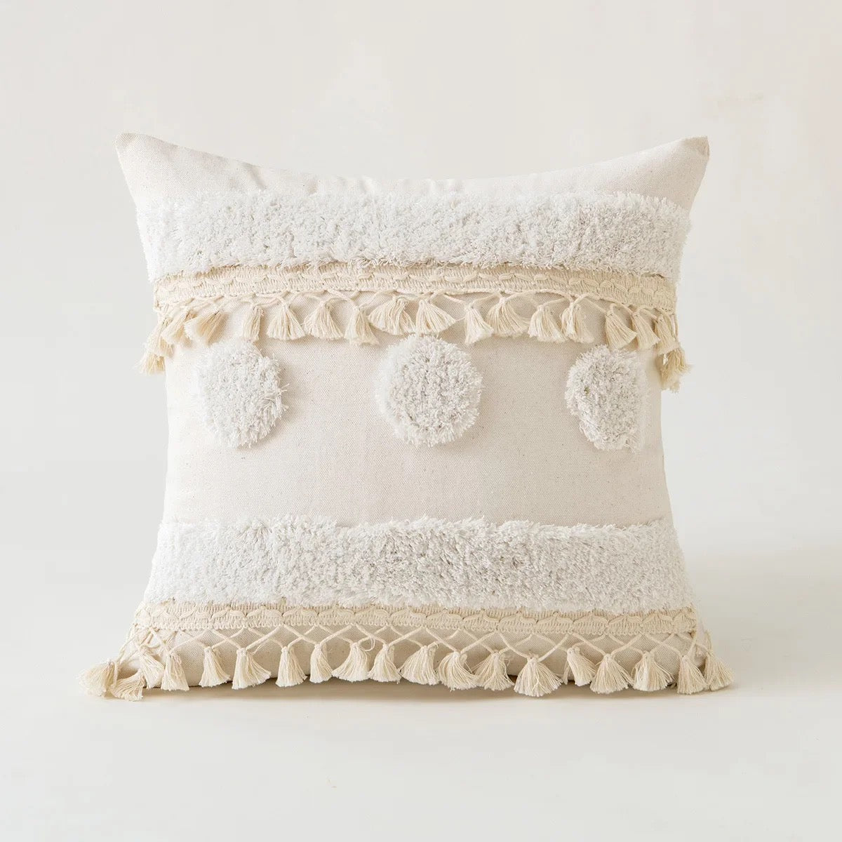 Nordic Style Cushion Cover with Lace Ball Tassel Decorative Throw Pillow