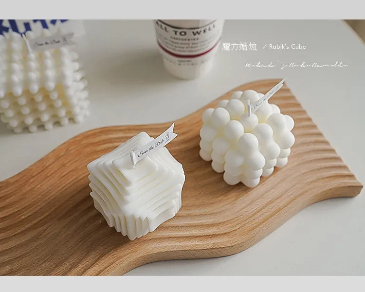 Creative Home Souvenirs Ins Rubik's Cube Scented Candles Soy Wax White Geometric Aromatherapy Candles Home Decoration