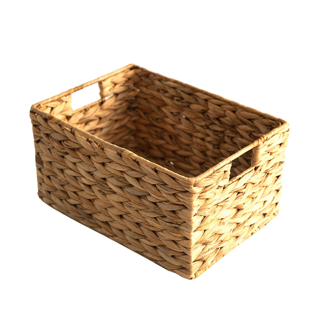 Durable Braided Wood Basket - For Storage And Organization Braided Water Hyacinth Storage Basket Natural Nordic Style Medium