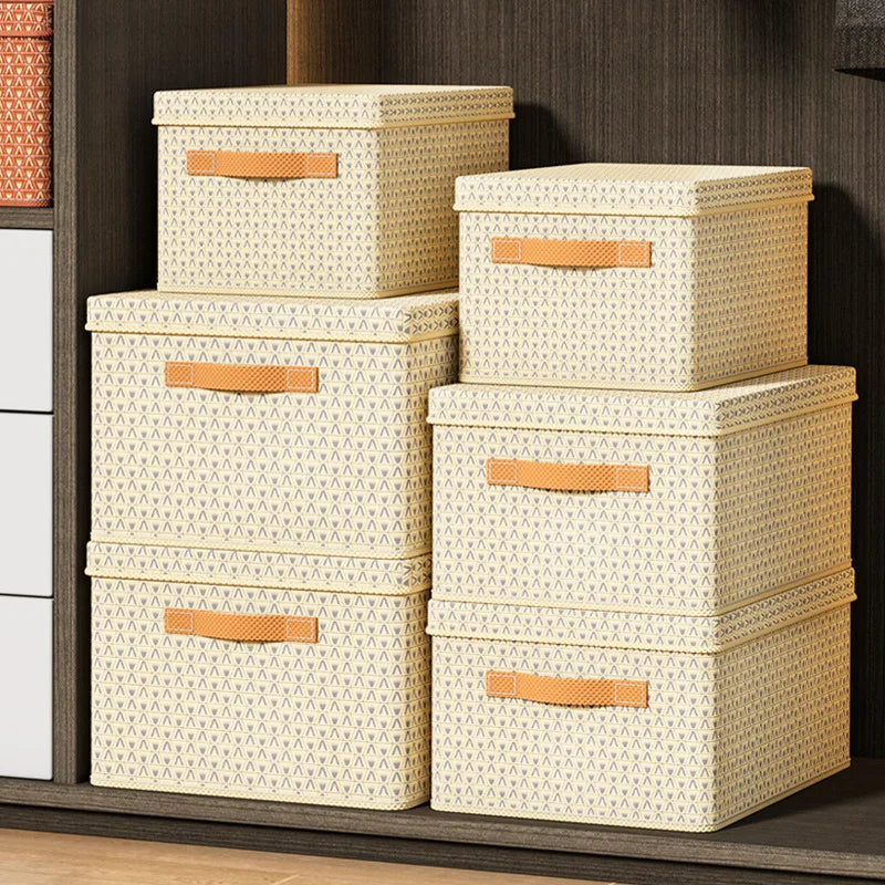 Thick folding storage box with lid Fabric Box Storage Clothes Organizer Cabinets With Lid Wardrobe Clothes Storage Organizers