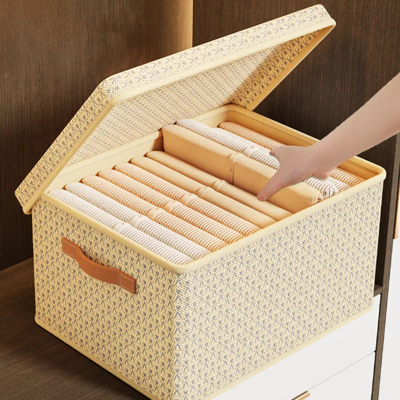 Thick folding storage box with lid Fabric Box Storage Clothes Organizer Cabinets With Lid Wardrobe Clothes Storage Organizers