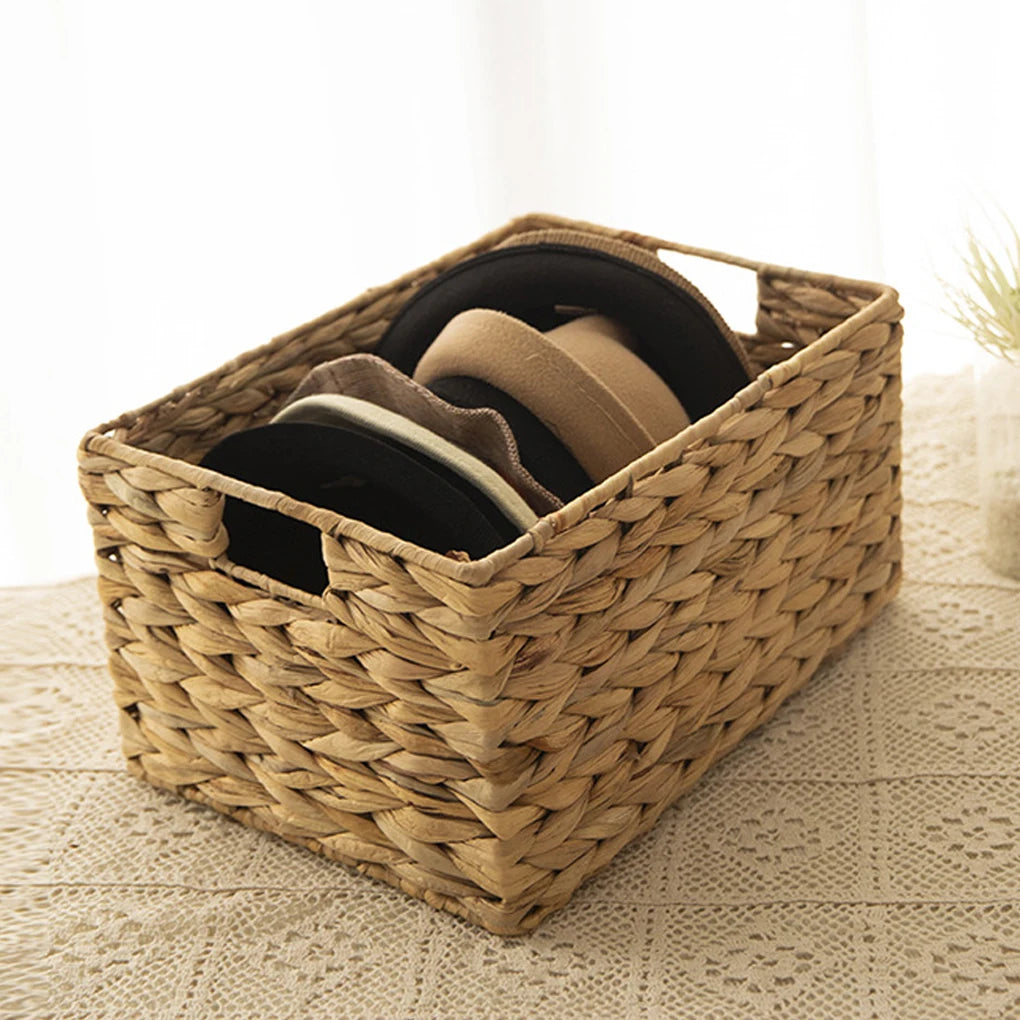 Durable Braided Wood Basket - For Storage And Organization Braided Water Hyacinth Storage Basket Natural Nordic Style Medium