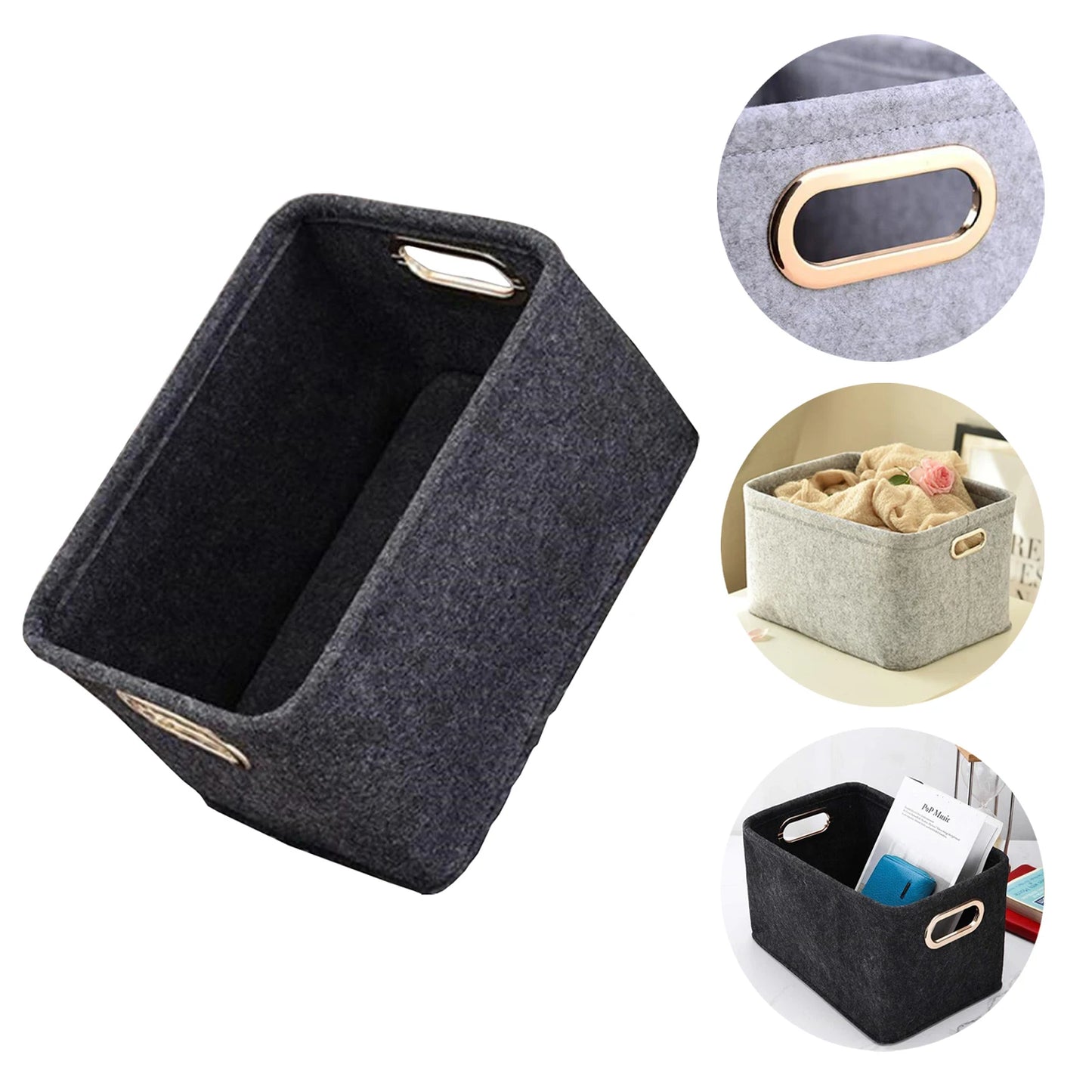 1pc Nordic Felt Storage Basket Living Room Tea Table Black Gray Sundries Storage Basket Cloth Felt Storage Box Bedroom Socks