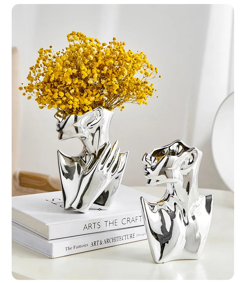 Art Home Decoration Luxury Human Face Vase Desk Accessories Sculptures & Figurines