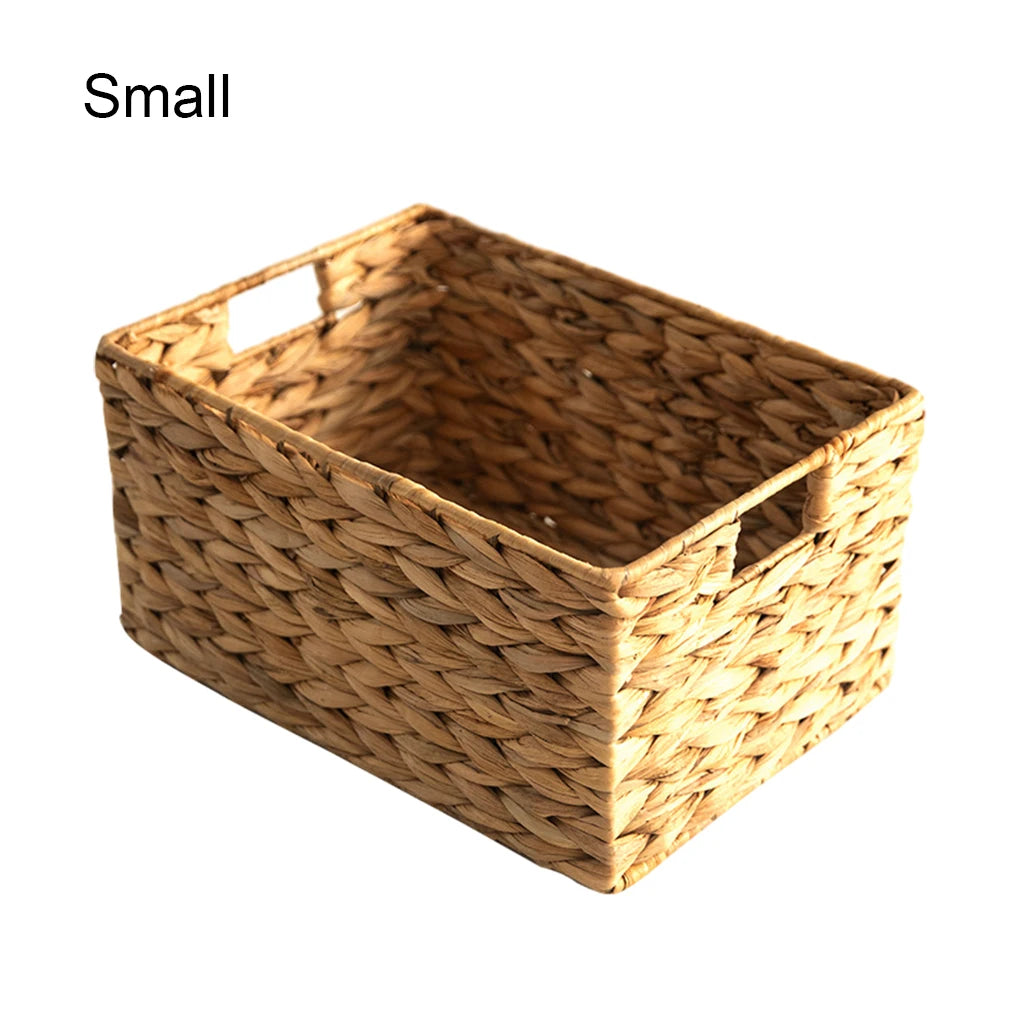 Durable Braided Wood Basket - For Storage And Organization Braided Water Hyacinth Storage Basket Natural Nordic Style Medium