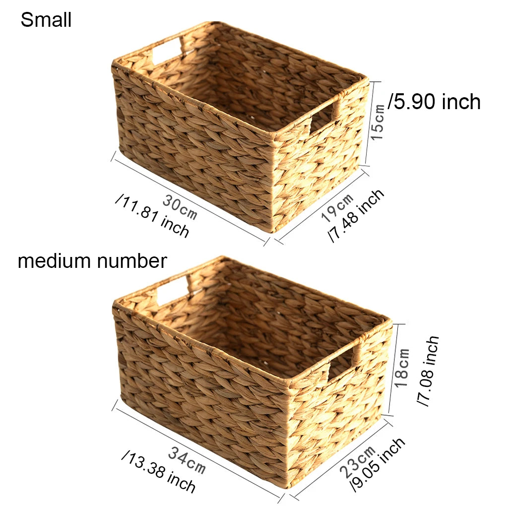 Durable Braided Wood Basket - For Storage And Organization Braided Water Hyacinth Storage Basket Natural Nordic Style Medium