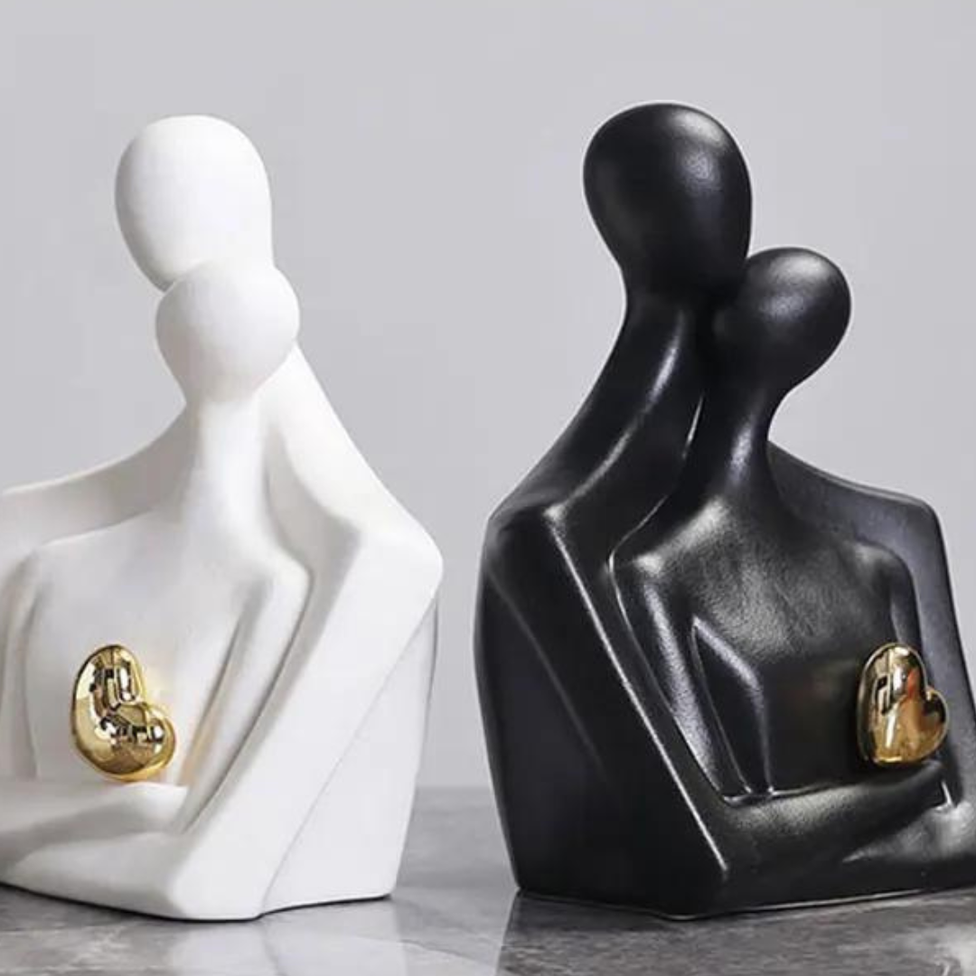 Lovers Hug Figurines Ceramic Love Sign Abstract Art Statue Couple Sculptures Scandinavian Style Decoration Accessories Bedroom