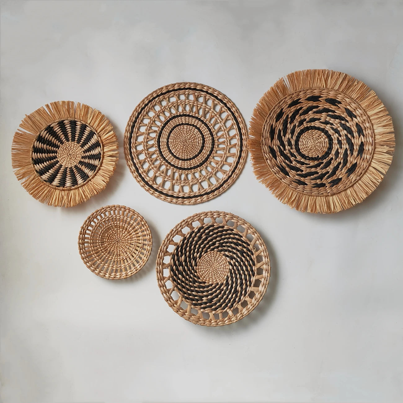 Bohemian Handwoven Hanging Storage Baskets - Natural Earthy Tones & Boho Home Decor