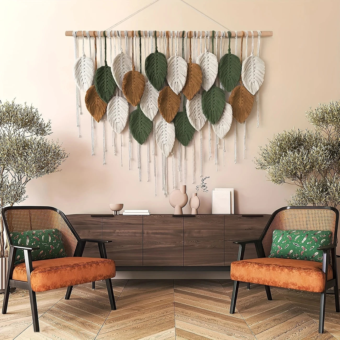 Unique Hand-Woven Leaf Wall Hanging Tapestry