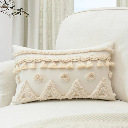 Bohemian Style Pillowcase - Geometric Pattern & Tassel Trim