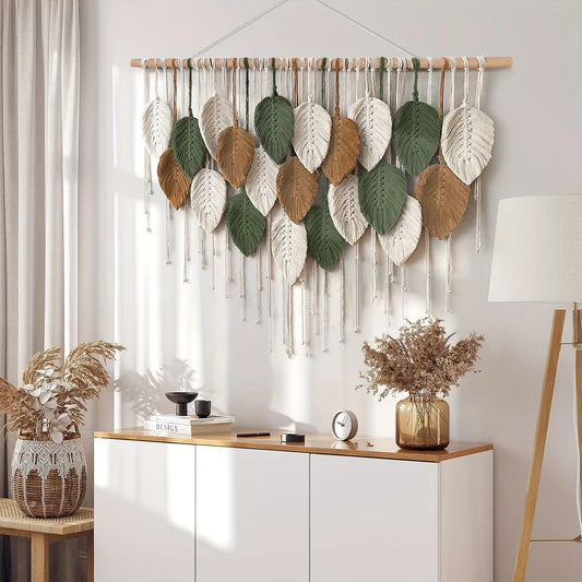 Unique Hand-Woven Leaf Wall Hanging Tapestry