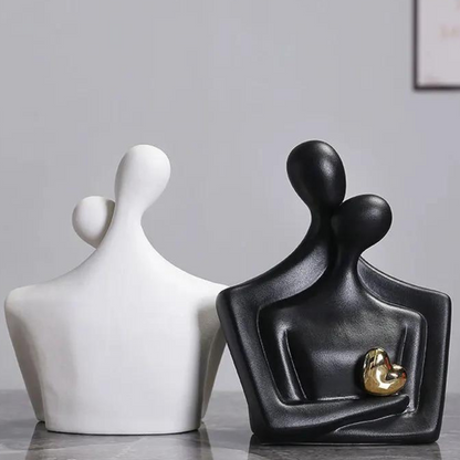 Lovers Hug Figurines Ceramic Love Sign Abstract Art Statue Couple Sculptures Scandinavian Style Decoration Accessories Bedroom