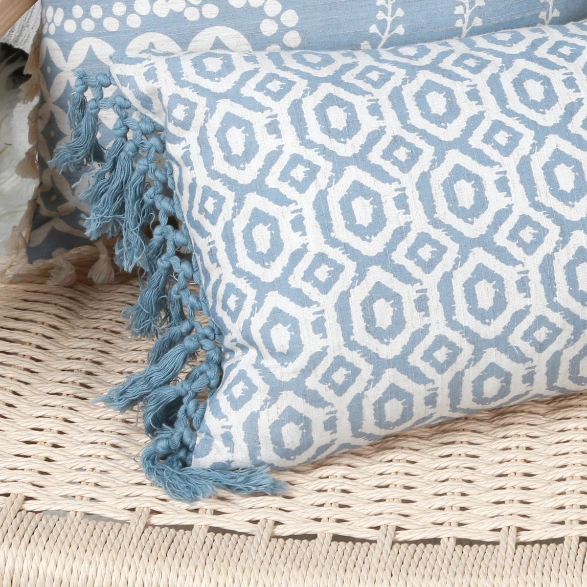 1Pc Light Blue Geometric Printed Throw Pillow Covers