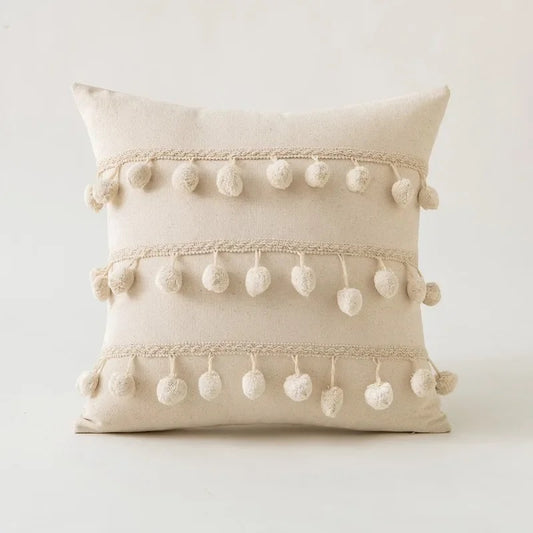 Nordic Style Cushion Cover with Lace Ball Tassel Decorative Throw Pillow