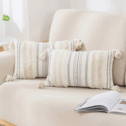 A beige sun pattern pillowcase cover made of Bohemian cotton sail fabric