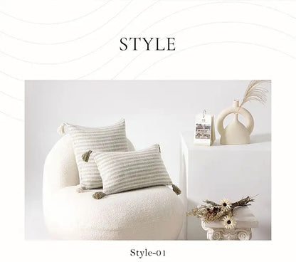 2 Piece Grey Tassels Cushion Cover 45X45 30X50 Cream White Pillowcase For Bed Chair Sofa Decorative Pillow