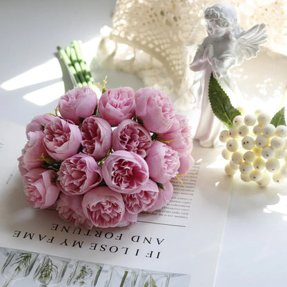 Silk Flowers Peony Artificial Flowers Rose Bouquet