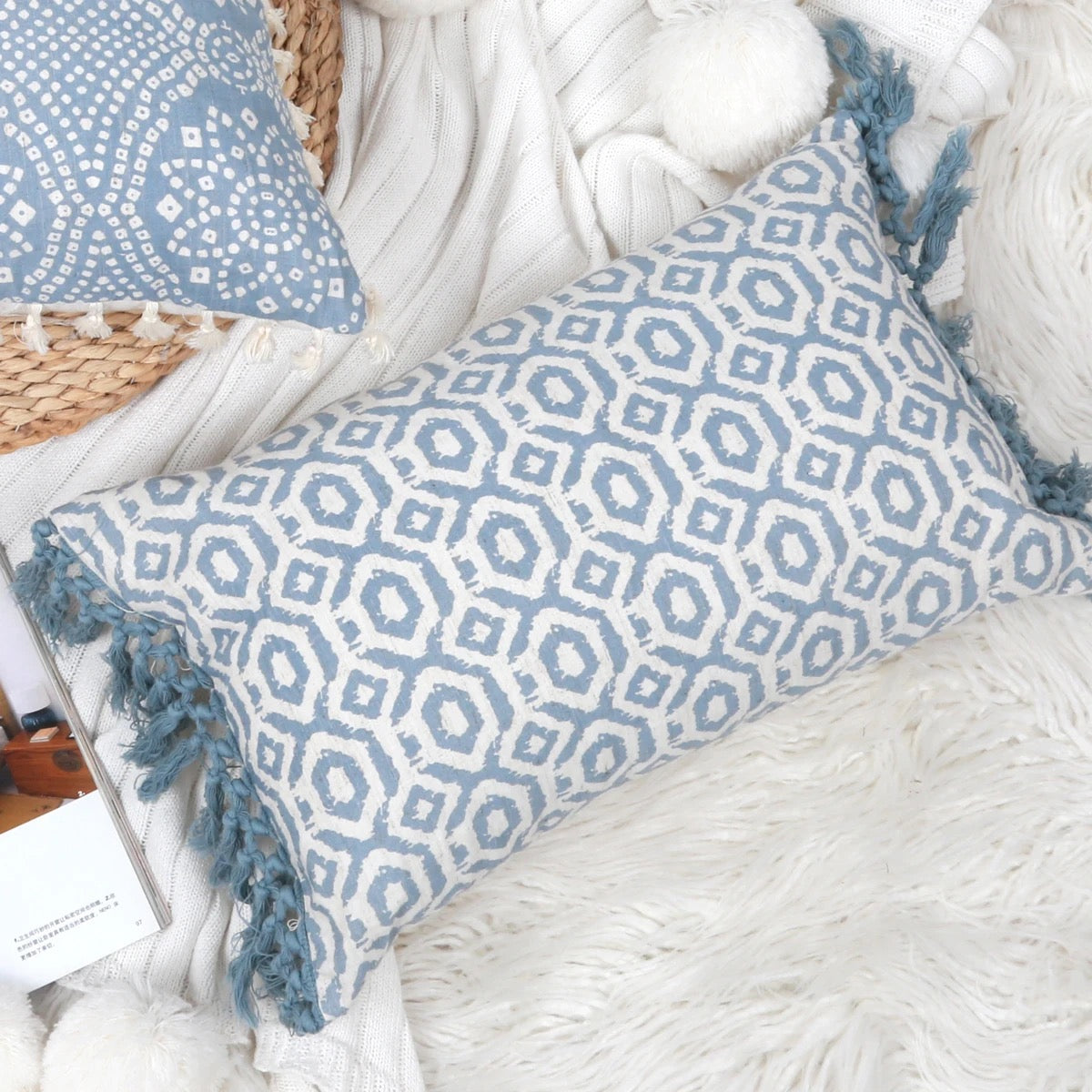 1Pc Light Blue Geometric Printed Throw Pillow Covers