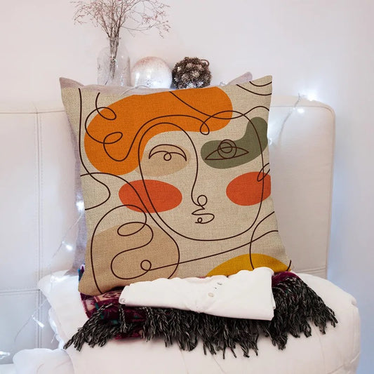 Art Lady Body Figure Abstraction Multicolor Advanced Cushion Cover