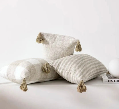 2 Piece Grey Tassels Cushion Cover 45X45 30X50 Cream White Pillowcase For Bed Chair Sofa Decorative Pillow