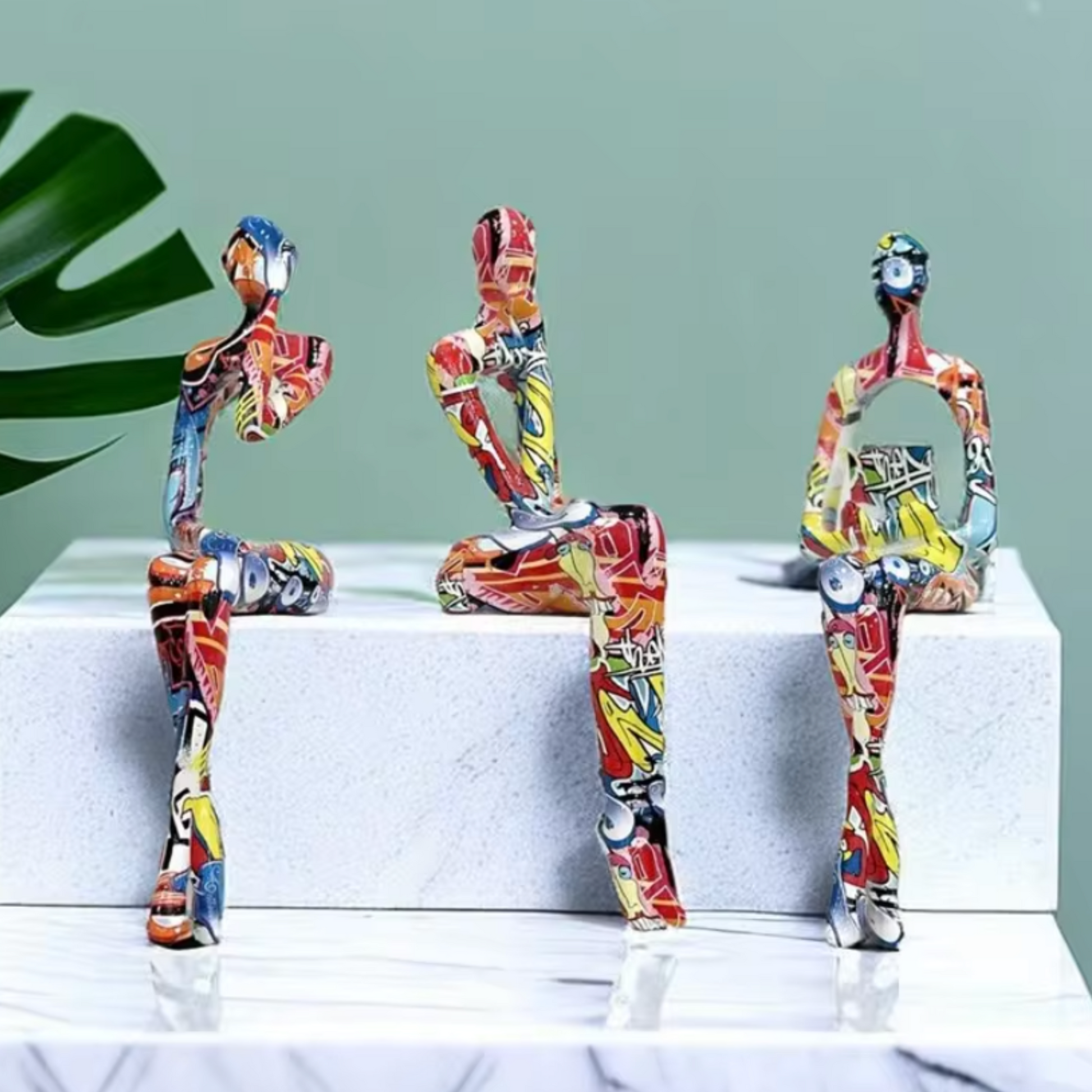 Infuse Boho Style and modern minimal design into your decor with this Graffiti Abstract Figurine. This modern pop art sculpture adds an eclectic touch to any space, making it perfect for a bedroom boho style, boho living room, or as a unique accent on your bookshelf or desk. Ideal for white decor and bohemian decor lovers seeking a standout piece