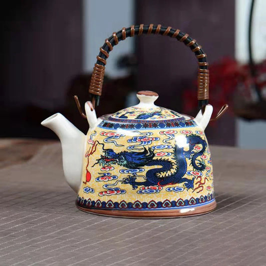High Quality Blue and yellow Porcelain Teapot