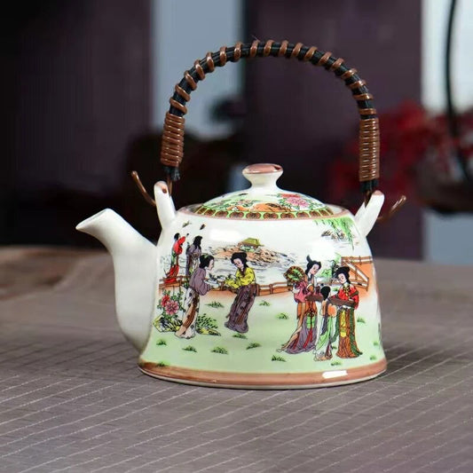 High Quality green and White Porcelain Teapot