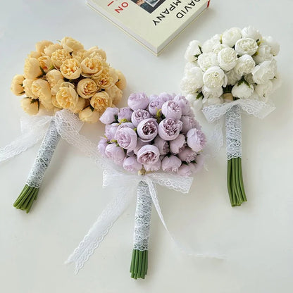 Silk Flowers Peony Artificial Flowers Rose Bouquet