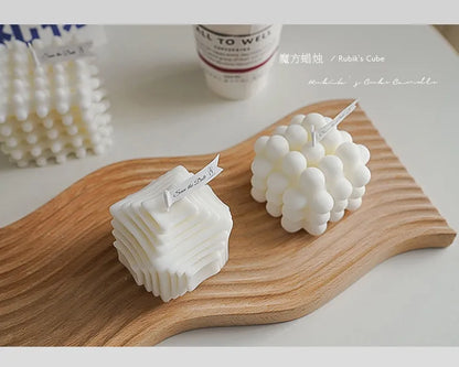 Creative Home Souvenirs Ins Rubik's Cube Scented Candles Soy Wax White Geometric Aromatherapy Candles Home Decoration