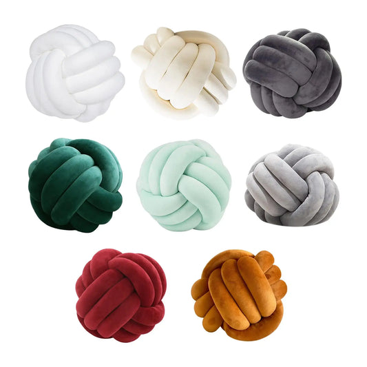 Round Knot Ball Pillow Photography Props Round Hand Woven Throw Pillow Toy Decorative for Sofa Bed Home Decoration 8"