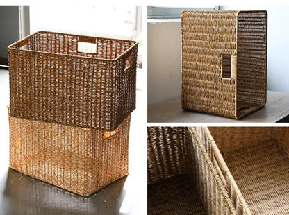 Multi-Purpose Storage Basket for Home and Cabinet Organization - Wicker-like Handwoven Basket with Handles