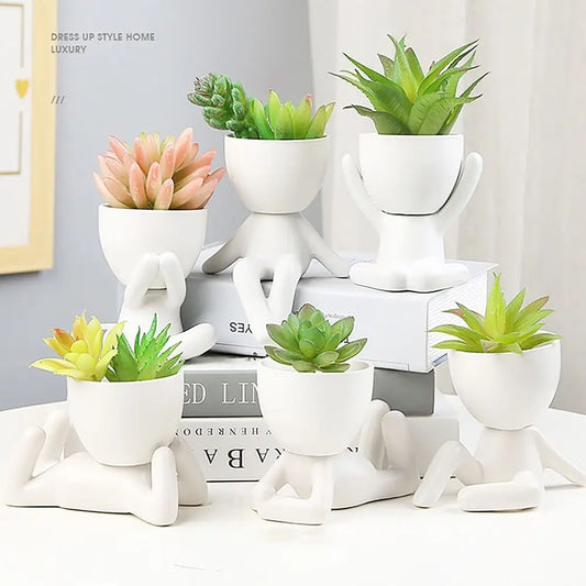 Creative Ceramic Succulent Plant Pot Drought Resistant Garden Supply Little Man Pot Nordic Style Plant Pots Home