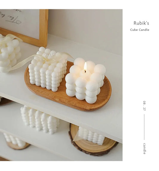 Creative Home Souvenirs Ins Rubik's Cube Scented Candles Soy Wax White Geometric Aromatherapy Candles Home Decoration