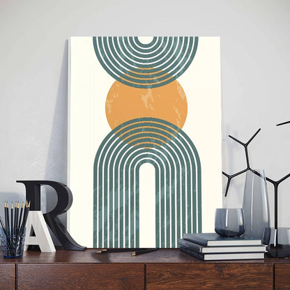 Abstract Boho Posters Leaf Sun Rainbow Landscape Wall Art Canvas Painting Living Room Interior Decor Prints Pictures With Framed